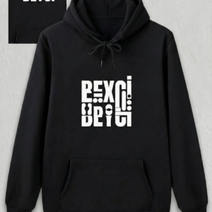 Sevgililer Günü Beyci Hediye Baskılı Oversize Kapüşonlu Sweatshirt - Siyah