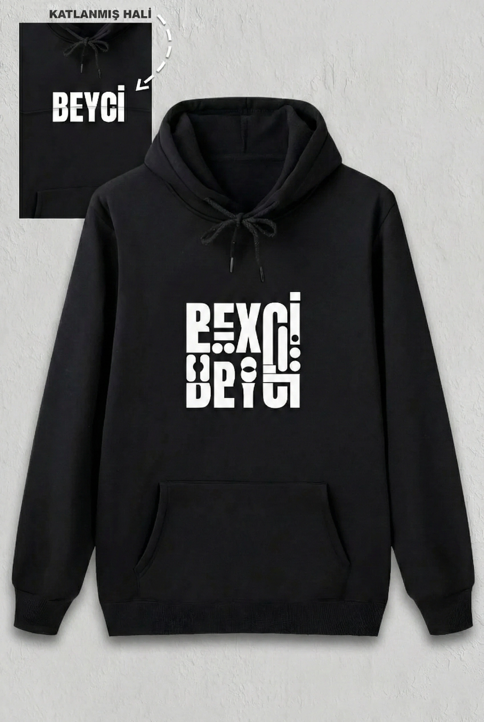 sevgililer-gunu-ozel-kapusonlu-beyci-baskili-oversize-sweatshirt-siyah-50928910-sw1696sh2528 Sevgililer Günü Beyci Hediye Baskılı Oversize Kapüşonlu Sweatshirt - Siyah