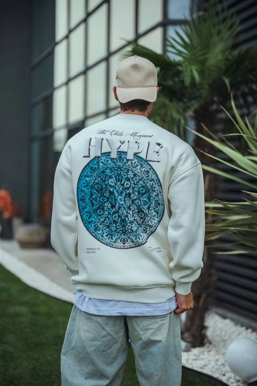 uc-iplik-bisiklet-yaka-baskili-sweatshirt-beyaz-34106468-sw853sh1280 Erkek 3 İplik Pamuklu Bisiklet Yaka Baskılı SweatShirt - Beyaz - Görsel 2