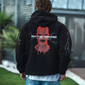 Erkek Kapüşonlu Kanguru Cepli Sweatshirt 3 İplik Pamuklu Baskılı Hoodie - Siyah