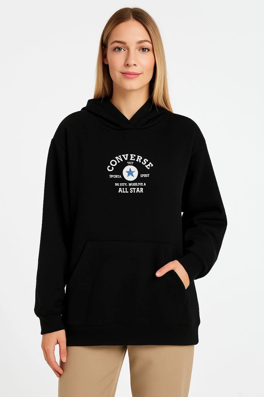 uc-iplik-kapsonlu-on-ve-arka-baskili-sweatshirt-hoodie-siyah-24638548-sw853sh1280 Kadın Kapüşonlu Kanguru Cepli Sweatshirt 3 İplik Pamuklu Baskılı Hoodie - Siyah - Görsel 2