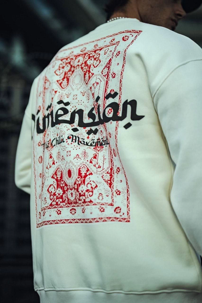 uc-iplik-penye-bisiklet-yaka-oversize-baskili-sweatshirt-beyaz-934395-sw853sh1280 Erkek 3 iplik Pamuklu Bisiklet Yaka Baskılı SweatShirt - Beyaz - Image 2