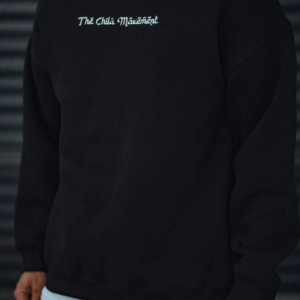 Erkek 3 iplik Pamuklu Bisiklet Yaka Baskılı SweatShirt - Siyah