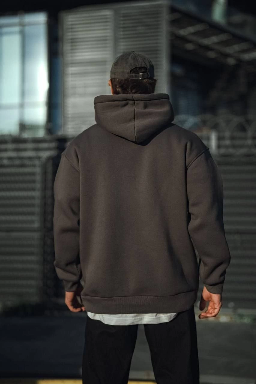 uc-iplik-penye-kapsonlu-basic-sweatshirt-antrasit-70301868-sw853sh1280 Erkek 3 İplik Pamuklu Kapüşonlu Basic SweatShirt Hoodie - Füme - Görsel 2