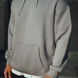 Erkek 3 İplik Penye Kapüşonlu Basic SweatShirt Hoodie - Boyalı Gri