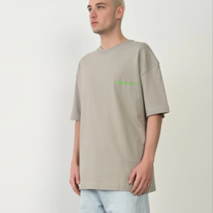 Erkek Baskılı T-Shirt Kısa Kol Bisiklet Yaka Rahat Kalıp Tişört - Boyalı Gri