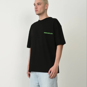 Erkek Baskılı T-Shirt Kısa Kol Bisiklet Yaka Rahat Kalıp Tişört - Siyah