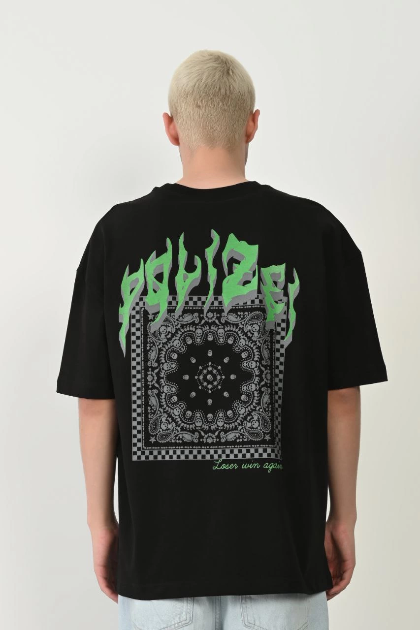 unisex-baskili-bisiklet-yaka-oversize-t-shirt-siyah-38868793-sw853sh1280 Erkek Baskılı T-Shirt Kısa Kol Bisiklet Yaka Rahat Kalıp Tişört - Siyah - Görsel 2