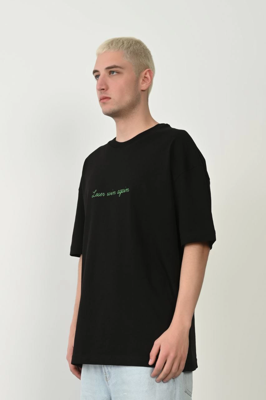 unisex-baskili-bisiklet-yaka-oversize-t-shirt-siyah-48195755-sw853sh1280 Erkek Baskılı T-Shirt Kısa Kol Bisiklet Yaka Rahat Kalıp Tişört - Siyah