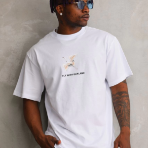 Erkek Baskılı T-Shirt Kısa Kol Bisiklet Yaka Rahat Kalıp Tişört - Beyaz