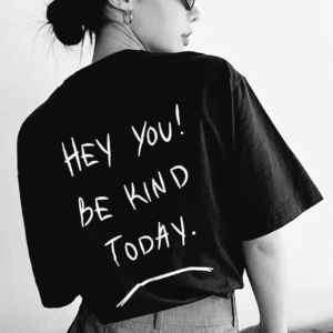 Kadın Baskılı T-Shirt Kısa Kol Bisiklet Yaka Oversize Rahat Kalıp Tişört T-Shirt - Siyah