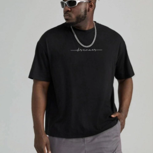 Erkek Baskılı T-Shirt Kısa Kol Bisiklet Yaka Regular Fit Rahat Kalıp Tişört - Siyah