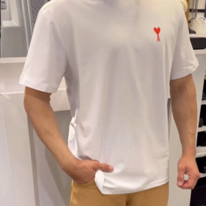 Erkek Kısa Kol Tişört Bisiklet Yaka KALP Baskılı Oversize T-Shirt - Beyaz