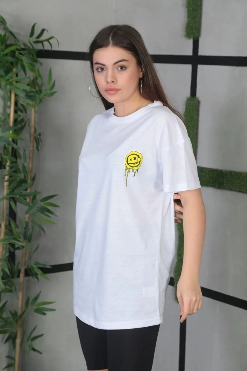 unisex-bisiklet-yaka-baskili-oversize-t-shirt-beyaz-17327574-sw853sh1280 Kadın Bisiklet Yaka Baskılı Kısa kol Oversize T-Shirt - Beyaz - Görsel 2