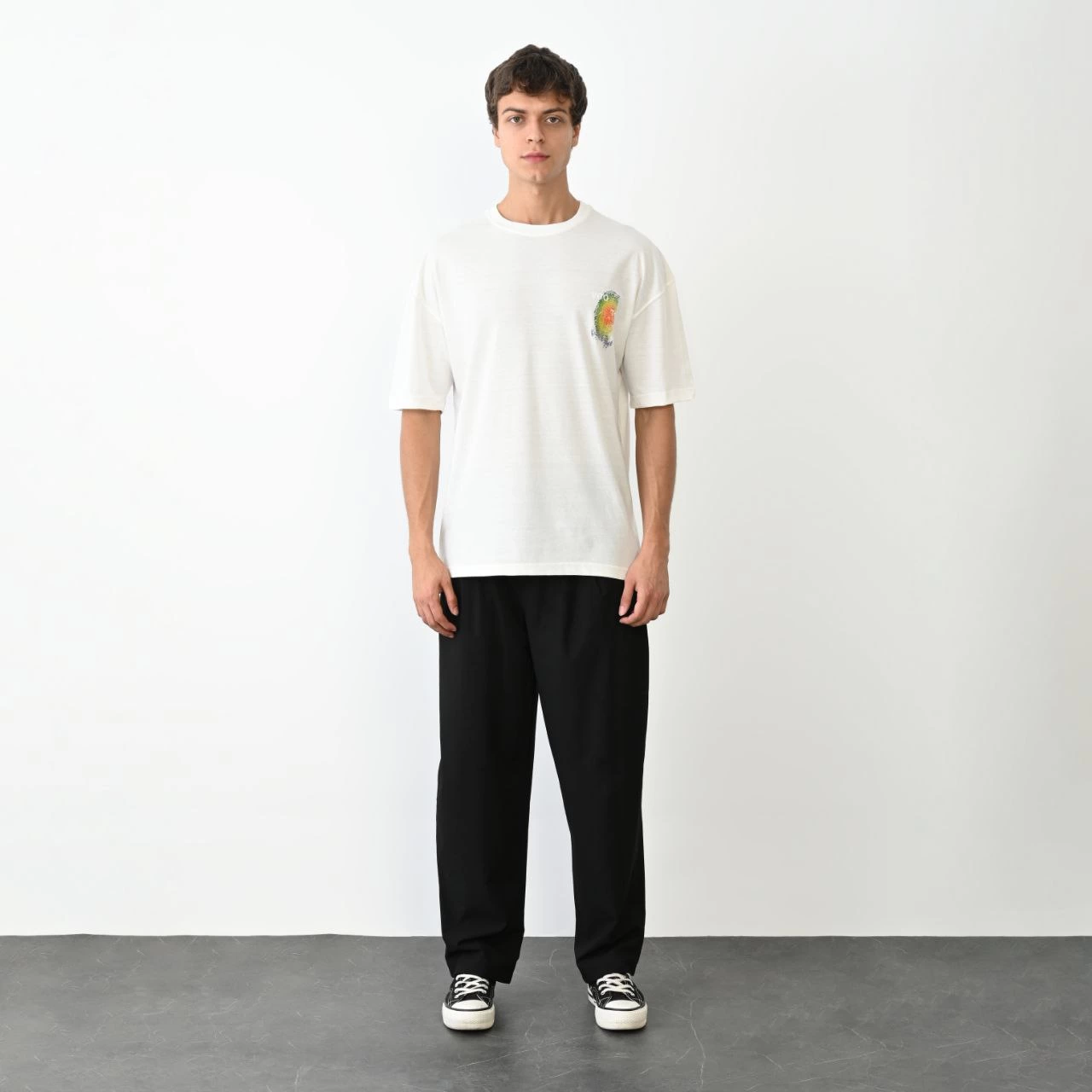 unisex-bisiklet-yaka-baskili-oversize-t-shirt-beyaz-19341224-sw1280sh1280 Erkek Kısa Kol Yazlık Tişört Bisiklet Yaka Baskılı Oversize T-Shirt - Beyaz - Görsel 2