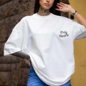 kadın Tişort Bisiklet Yaka Baskılı yazlık Kısa kol Oversize T-Shirt - Beyaz