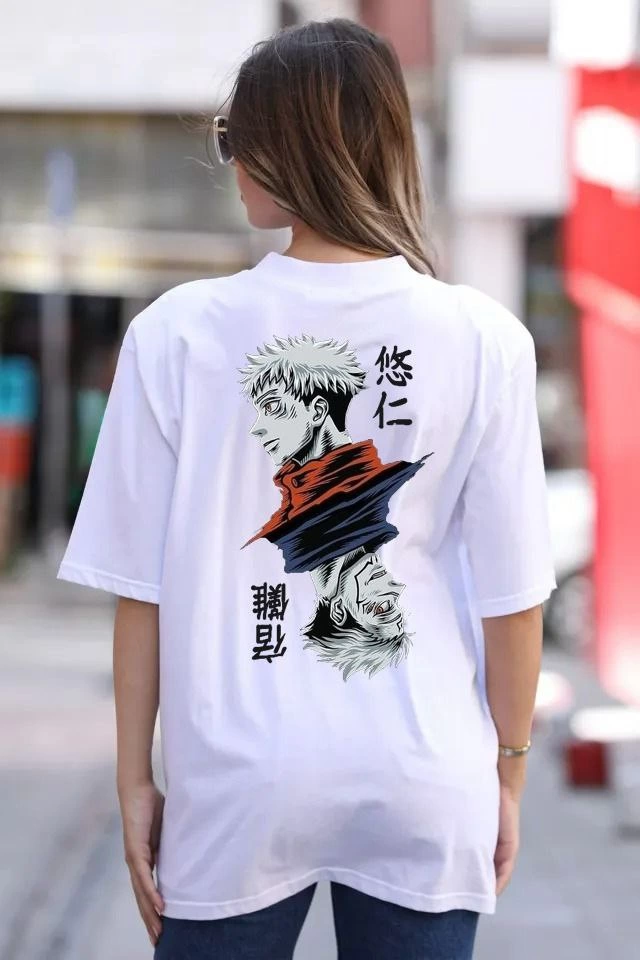 unisex-bisiklet-yaka-baskili-oversize-t-shirt-beyaz-23423982-sw640sh960 Kadın Baskılı T-Shirt Kısa Kol Bisiklet Yaka Oversize Rahat Kalıp Günlük Tişört - Beyaz - Görsel 2