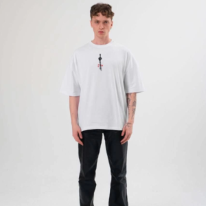 Erkek Baskılı T-Shirt Kısa Kol Bisiklet Yaka Regular Fit Rahat Kalıp Günlük Tişört - Beyaz