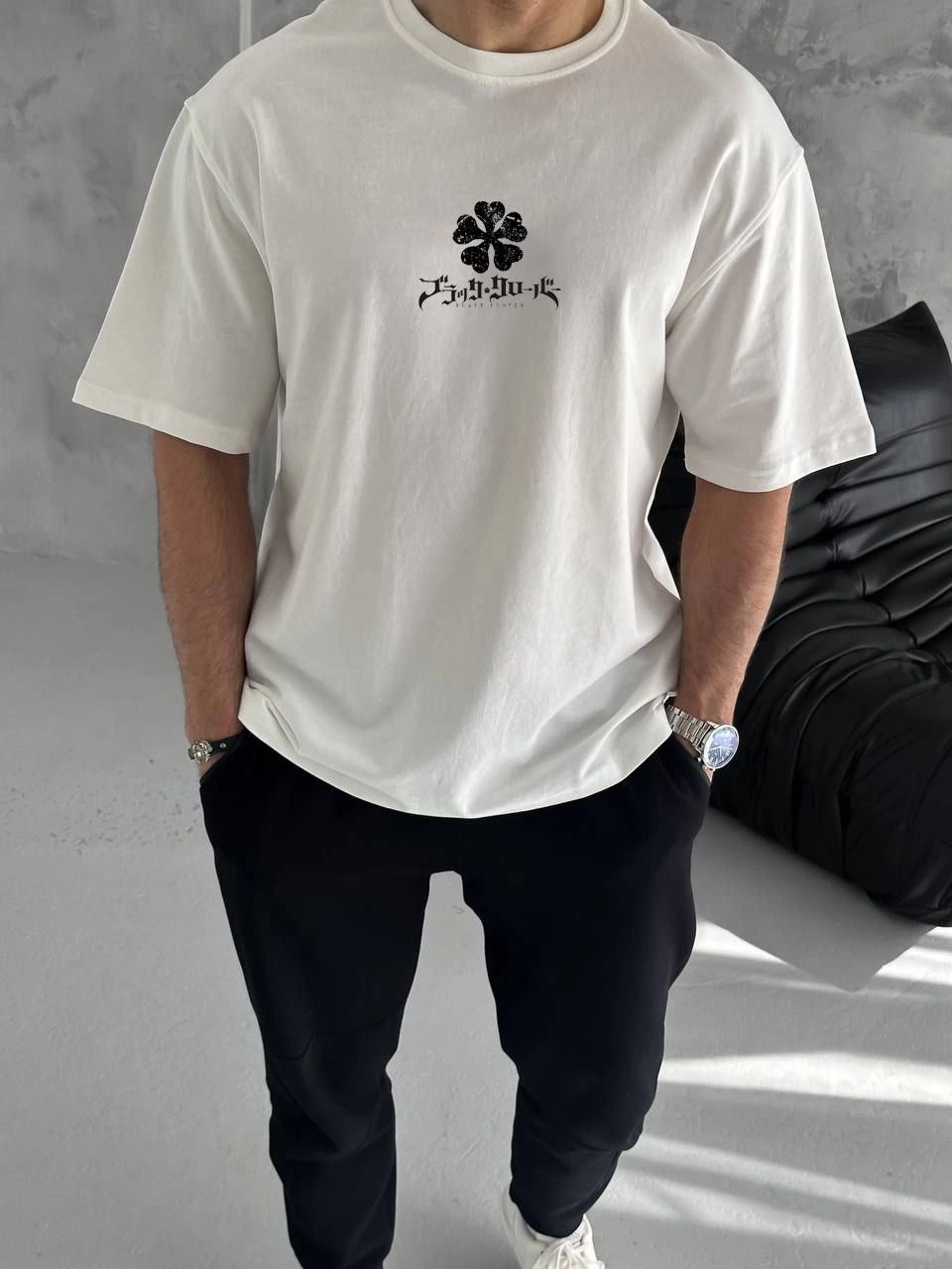 unisex-bisiklet-yaka-baskili-oversize-t-shirt-beyaz-38392689-sw960sh1280 Erkek Kısa Kol Tişört Bisiklet Yaka YONCA Baskılı Oversize T-Shirt - Beyaz