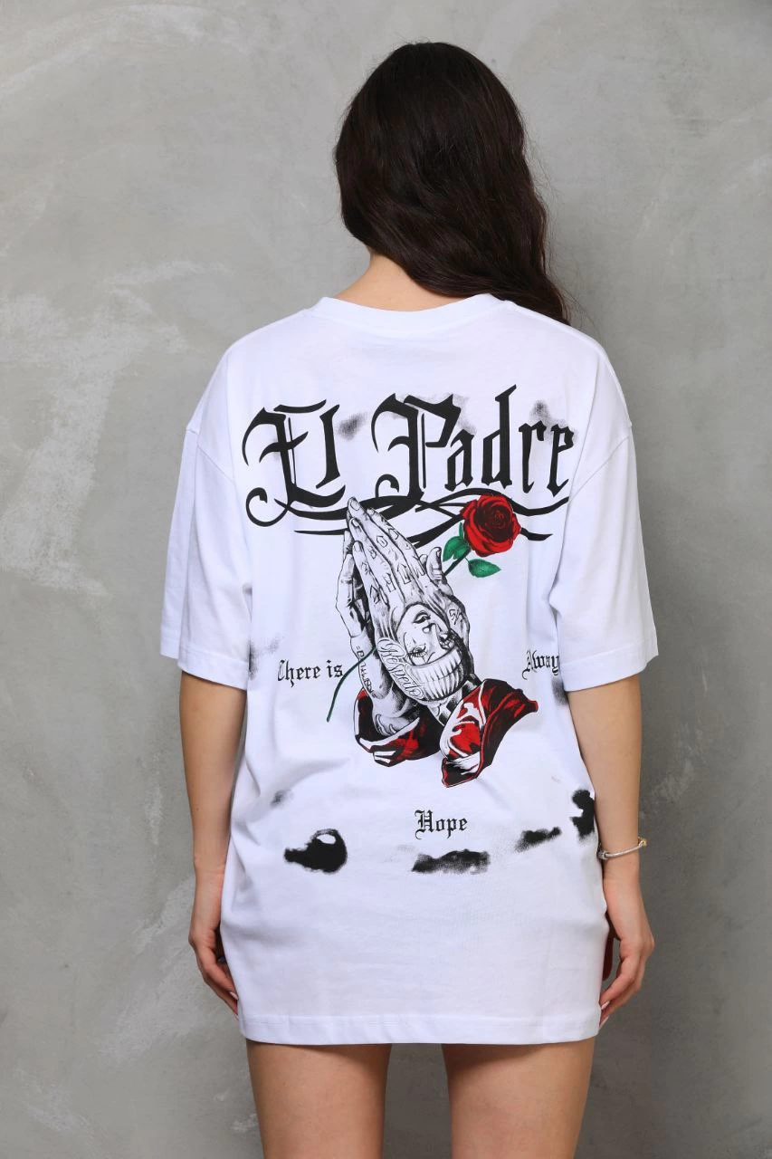 unisex-bisiklet-yaka-baskili-oversize-t-shirt-beyaz-40879839-sw853sh1280 Kadın Kısa Kol Yazlık Tişört Bisiklet Yaka Baskılı Oversize T-Shirt - Beyaz - Görsel 2