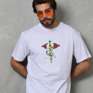 Erkek Baskılı T-Shirt Kısa Kol Bisiklet Yaka Regular Fit Rahat Kalıp Tişört -  Beyaz