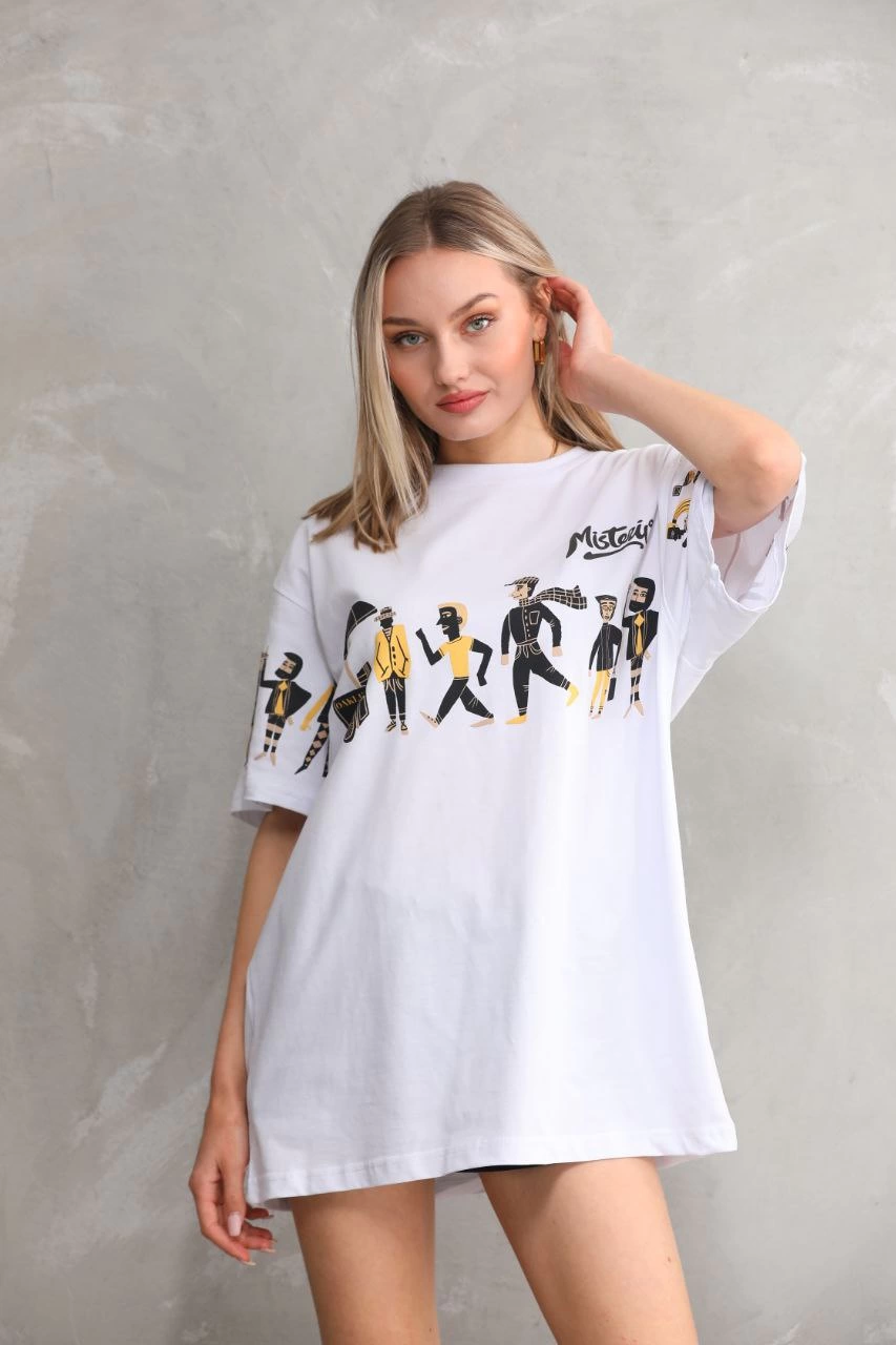 unisex-bisiklet-yaka-baskili-oversize-t-shirt-beyaz-53893944-sw853sh1280 kadın Bisiklet Yaka Baskılı Oversize T-Shirt - Beyaz - Görsel 2