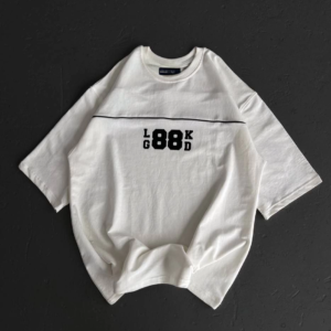 Kadın Baskılı T-Shirt Kısa Kol Bisiklet Yaka Oversize Rahat Kalıp Günlük Tişört   - Beyaz