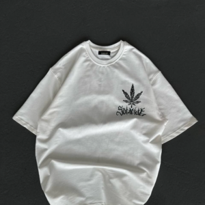 Kadın Baskılı T-Shirt Kısa Kol Bisiklet Yaka Oversize Rahat Kalıp Günlük Tişört   - Beyaz