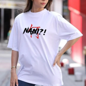 Kadın Baskılı T-Shirt Kısa Kol Bisiklet Yaka Oversize Rahat Kalıp Günlük Tişört - Beyaz