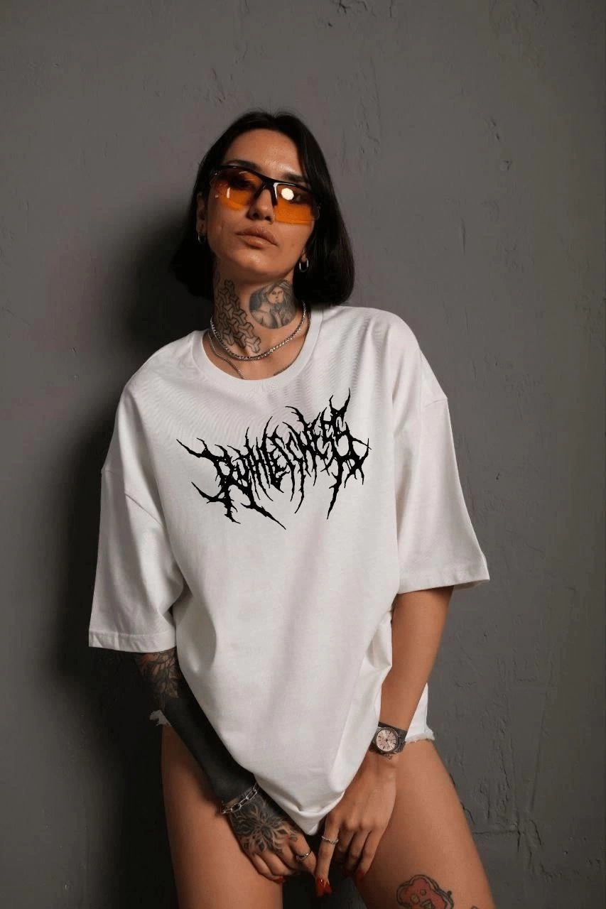 unisex-bisiklet-yaka-baskili-oversize-t-shirt-beyaz-90122768-sw853sh1280 Kadın Baskılı T-Shirt Kısa Kol Bisiklet Yaka Oversize Rahat Kalıp Günlük Tişört - Beyaz - Image 2