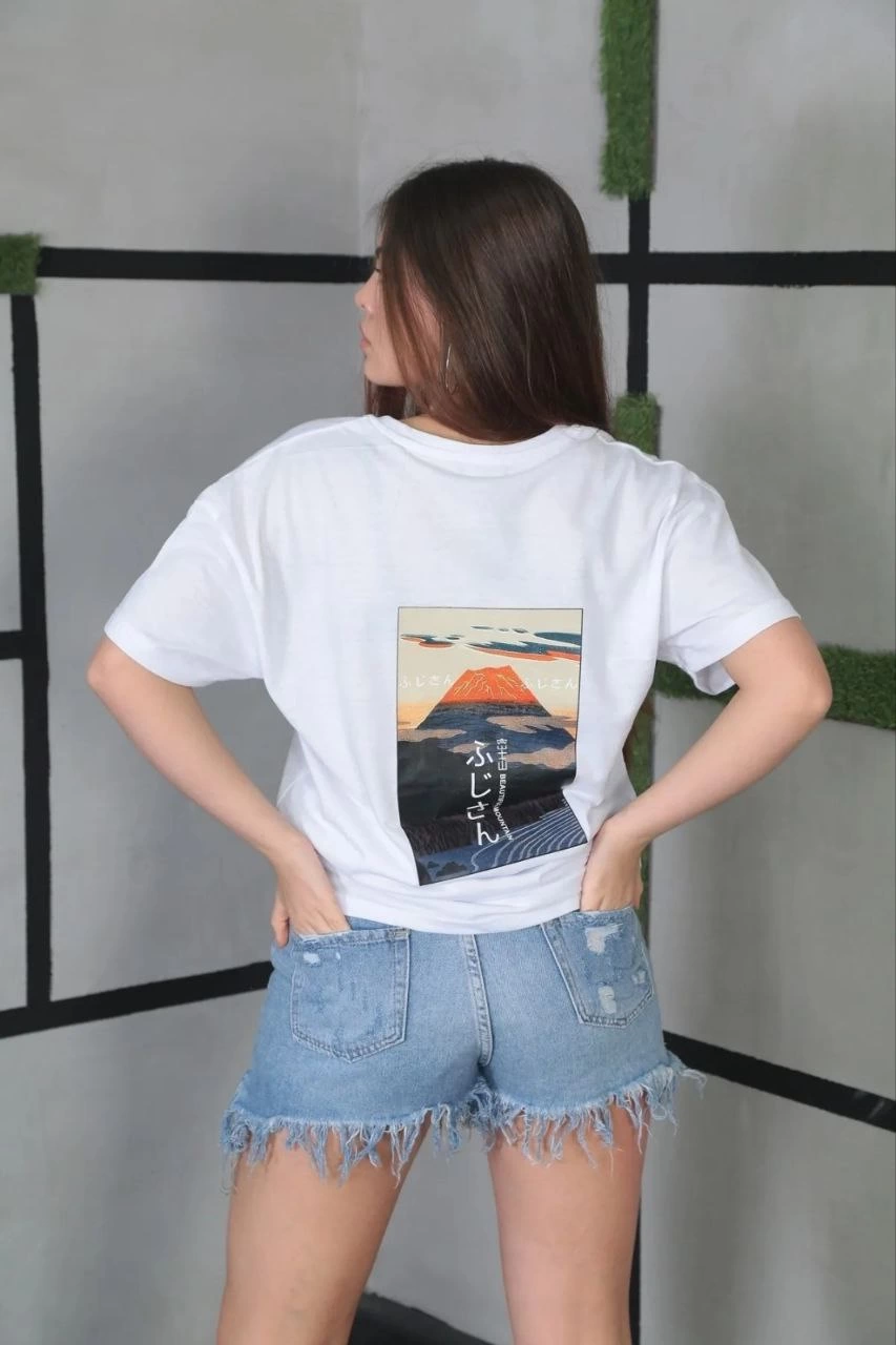 unisex-bisiklet-yaka-baskili-oversize-t-shirt-beyaz-94259375-sw853sh1280 Kadın Bisiklet Yaka Baskılı Kısa kol Oversize T-Shirt- Beyaz - Görsel 2