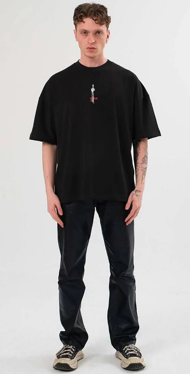 unisex-bisiklet-yaka-baskili-oversize-t-shirt-siyah-10938316-sw652sh1280 Erkek Baskılı T-Shirt Kısa Kol Bisiklet Yaka Regular Fit Rahat Kalıp Günlük Tişört - Siyah