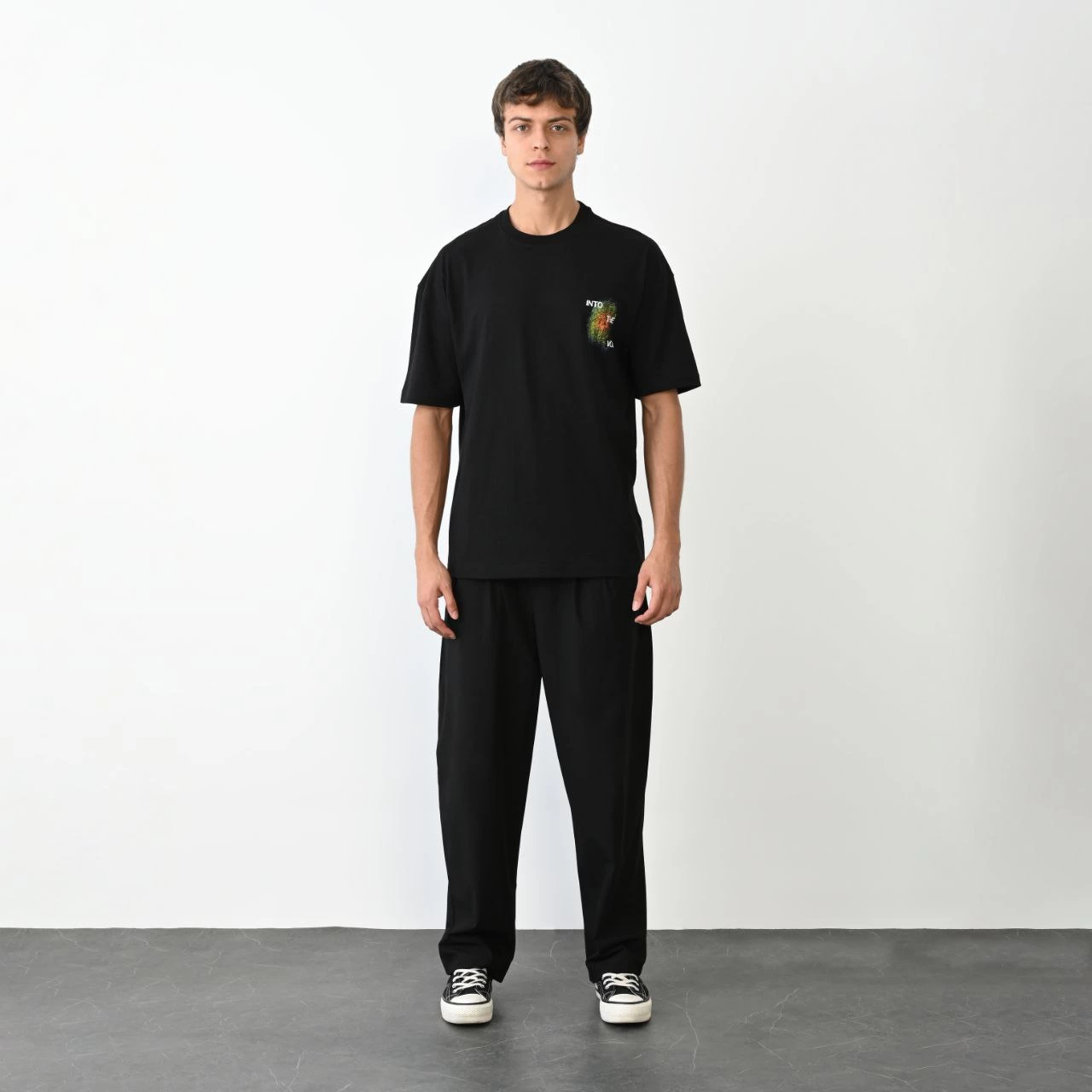 unisex-bisiklet-yaka-baskili-oversize-t-shirt-siyah-12785861-sw1280sh1280 Erkek Kısa Kol Yazlık Tişört Bisiklet Yaka Baskılı Oversize T-Shirt - Siyah
