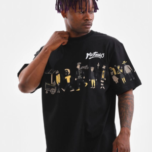 Erkek Kısa Kol Yazlık Tişört Bisiklet Yaka Baskılı Oversize T-Shirt - Siyah