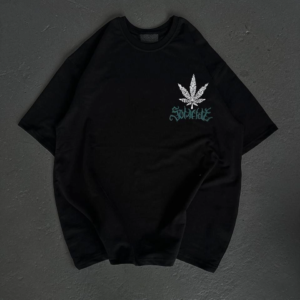 Kadın Baskılı T-Shirt Kısa Kol Bisiklet Yaka Oversize Rahat Kalıp Günlük Tişört   - Siyah