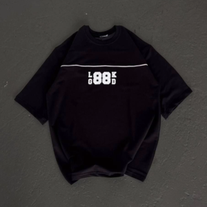 Kadın Baskılı T-Shirt Kısa Kol Bisiklet Yaka Oversize Rahat Kalıp Günlük Tişört   - Siyah