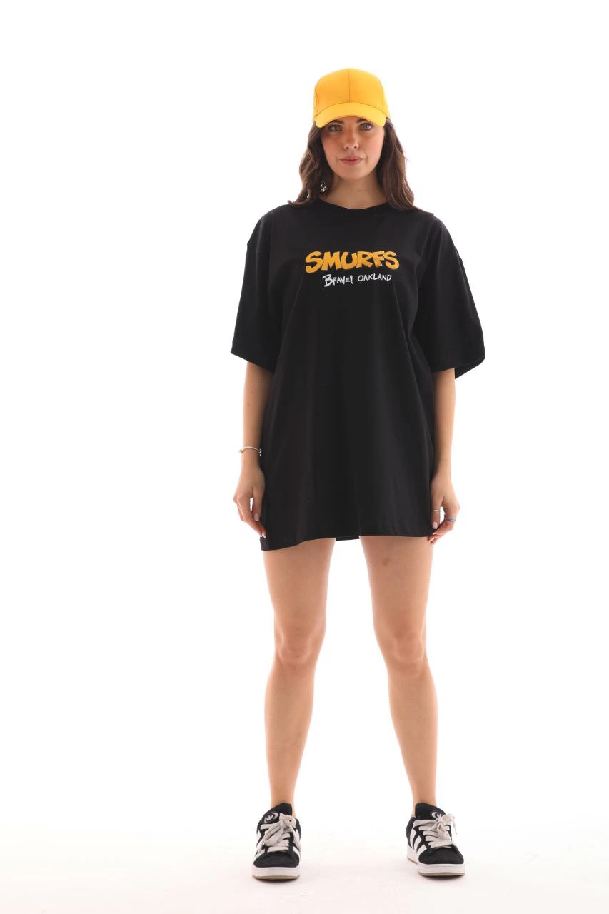 unisex-bisiklet-yaka-baskili-oversize-t-shirt-siyah-3321123-sw853sh1280 Kadın Kısa Kol Yazlık Tişört Bisiklet Yaka Baskılı Oversize T-Shirt - Siyah