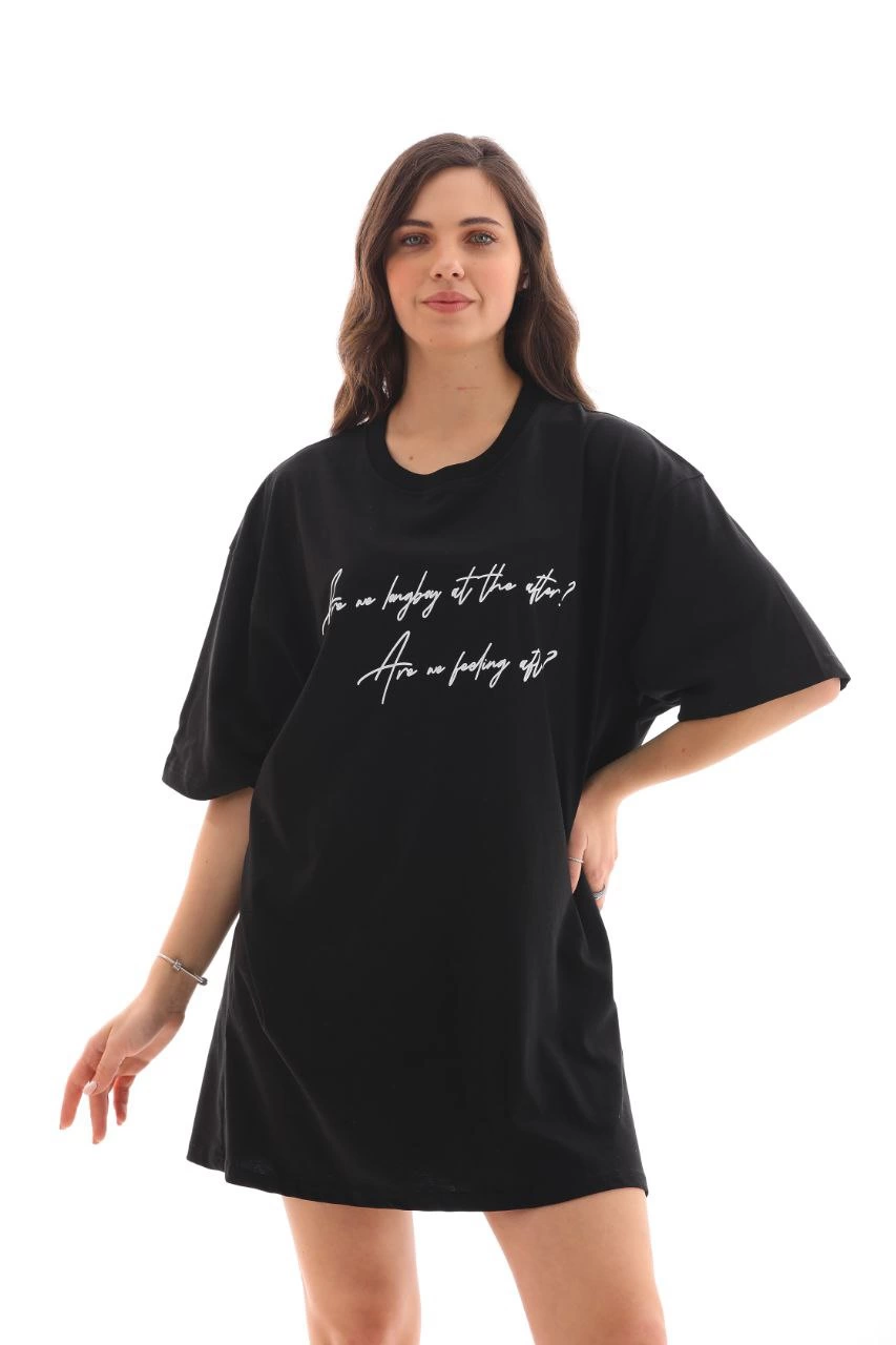 unisex-bisiklet-yaka-baskili-oversize-t-shirt-siyah-40828412-sw853sh1280 Kadın Kısa Kol Yazlık Tişört Bisiklet Yaka Baskılı Oversize T-Shirt - Siyah