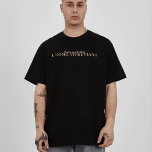 ERKEK Bisiklet Yaka Tişort Baskılı Oversize kısa kol T-Shirt - Siyah