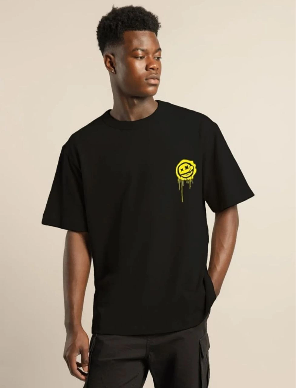 unisex-bisiklet-yaka-baskili-oversize-t-shirt-siyah-46205882-sw977sh1280 Erkek Kısa Kol Yazlık Tişört Bisiklet Yaka Baskılı Oversize T-Shirt - Siyah