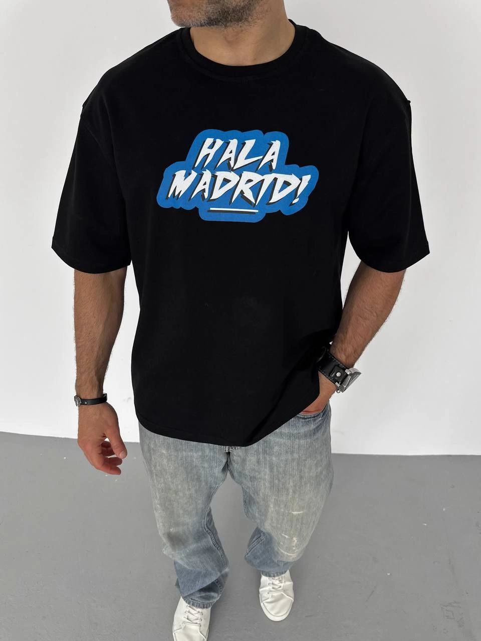 unisex-bisiklet-yaka-baskili-oversize-t-shirt-siyah-50666421-sw960sh1280 ERKEK Tişört Bisiklet Yaka Baskılı Oversize T-Shirt - Siyah