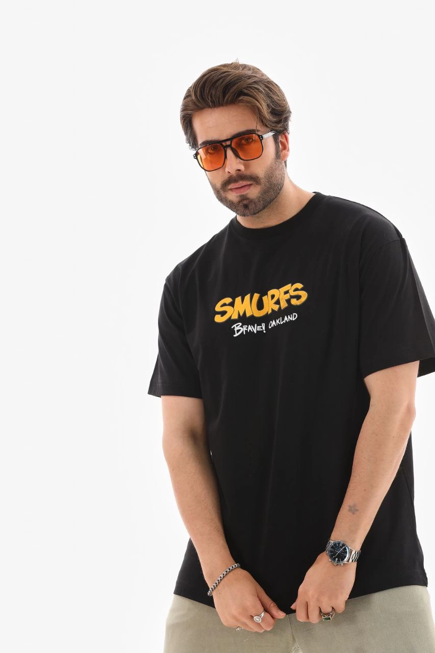 unisex-bisiklet-yaka-baskili-oversize-t-shirt-siyah-53836838-sw853sh1280 Erkek Kısa Kol Yazlık Tişört Bisiklet Yaka Baskılı Oversize T-Shirt - Siyah