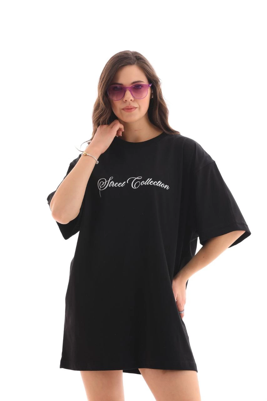 unisex-bisiklet-yaka-baskili-oversize-t-shirt-siyah-57204226-sw853sh1280 Kadın Baskılı T-Shirt Kısa Kol Bisiklet Yaka Oversize Rahat Kalıp Günlük Tişört - Siyah