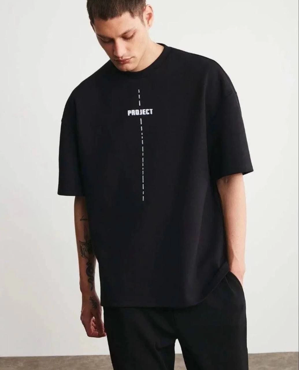 unisex-bisiklet-yaka-baskili-oversize-t-shirt-siyah-61588057-sw1035sh1280 Erkek Kısa Kol Yazlık Tişört Bisiklet Yaka Baskılı Oversize T-Shirt - Siyah
