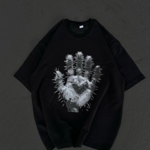 Kadın Baskılı T-Shirt Kısa Kol Bisiklet Yaka Regular Fit Rahat Kalıp Günlük Tişört  - Siyah