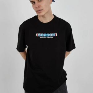 Erkek Kısa Kol Yazlık Tişört Bisiklet Yaka Baskılı Oversize T-Shirt - Siyah