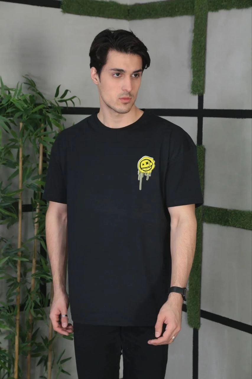 unisex-bisiklet-yaka-baskili-oversize-t-shirt-siyah-75439644-sw853sh1280 Erkek Kısa Kol Yazlık Tişört Bisiklet Yaka Baskılı Oversize T-Shirt - Siyah - Görsel 2