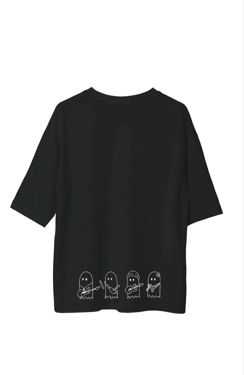 unisex-bisiklet-yaka-baskili-oversize-t-shirt-siyah-75439971-sw835sh1280 Erkek Baskılı T-Shirt Kısa Kol Bisiklet Yaka Regular Fit Rahat Kalıp Günlük Tişört - Siyah - Görsel 2