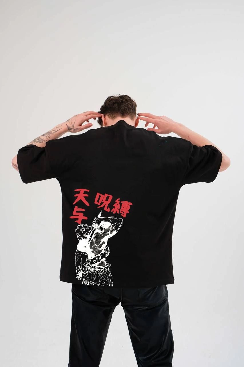 unisex-bisiklet-yaka-baskili-oversize-t-shirt-siyah-79767959-sw853sh1280 Erkek Baskılı T-Shirt Kısa Kol Bisiklet Yaka Regular Fit Rahat Kalıp Günlük Tişört - Siyah - Görsel 2
