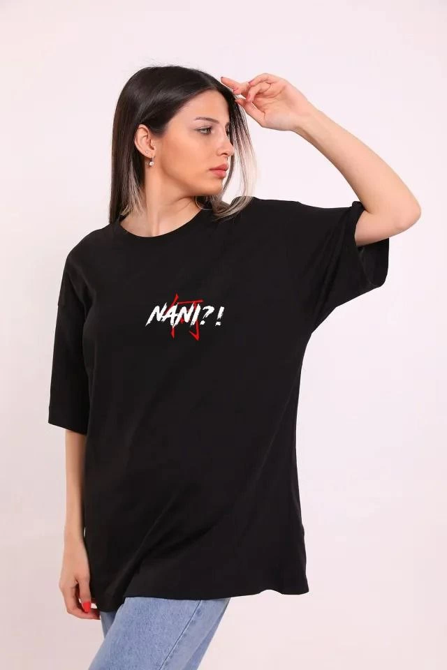 unisex-bisiklet-yaka-baskili-oversize-t-shirt-siyah-82799059-sw640sh960 Kadın Kısa Kol Yazlık Tişört Bisiklet Yaka Baskılı Oversize T-Shirt - Siyah
